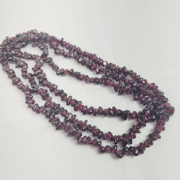 * 32” beaded Natural Garnet Nugget Necklace Strands Gemstone pullover - Picture 6 of 8